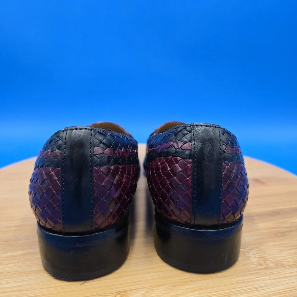Trotters Lori Loafers Women's 5.5M‎ Cordovan & Black Leather Basket Weave EUC